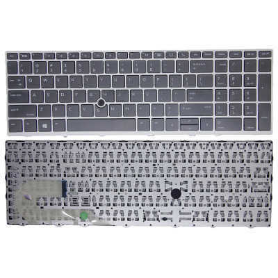 HP EliteBook 855 G5 G6, 850 G5 G6, 750 G5, 755 G5, Zbook 15U G5 G6, US keyboard silver frame