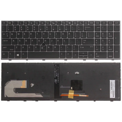 HP EliteBook 855 G5 G6, 850 G5 G6, 750 G5, 755 G5, Zbook 15U G5 G6, with trackpoint backlit US keyboard black